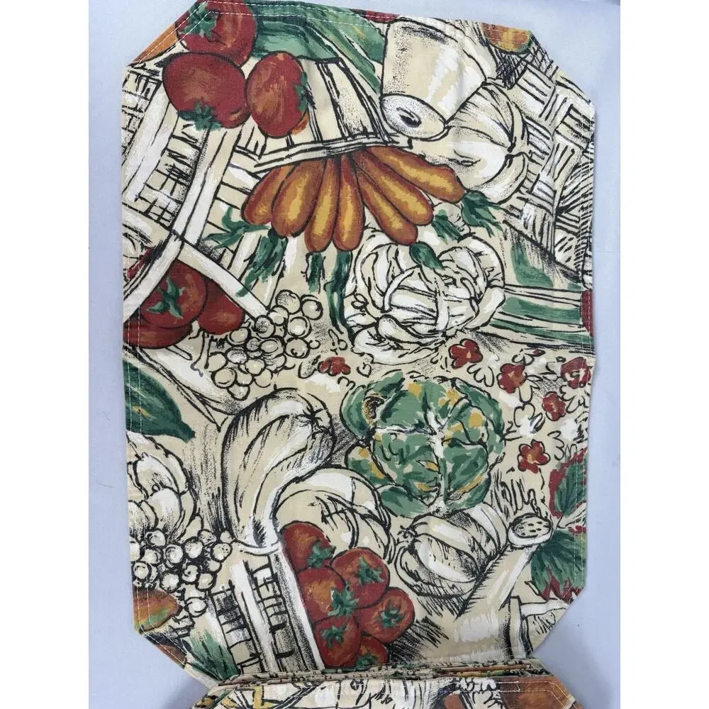 6 Vintage Garden Theme Cotton Placemats With Matching Napkins